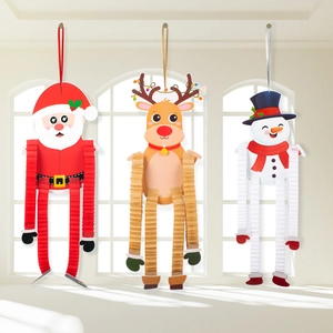 Décorations Suspendues De Noël Père Noël Renne Bonhomme De Neige Papier Jambes Rétractables Accordéon Fête Maison