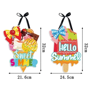 Hello Summer ice cream and popsicle door hangers with ribbons and measurement lines