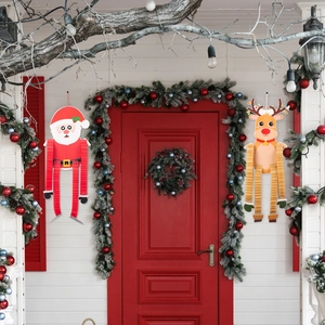 Décorations de Noël suspendues Père Noël et renne avec membres en papier plié