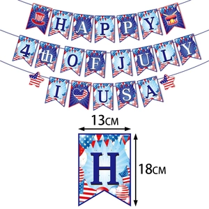 American Independence Day Happy 4th of July bunting banner set with USA star and stripe motifs