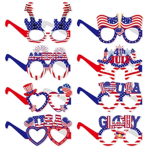 Lunettes de Fête Jour Indépendance USA Rouge Blanc Bleu Design Drapeau Patriotique Lunettes en Carton pour Célébration 4 Juillet