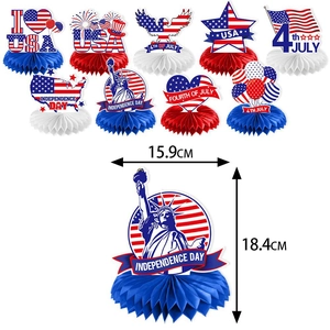 9-piece set of July 4th Independence Day honeycomb centerpieces with patriotic US icons