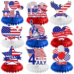 Independence Day Honeycomb Centerpiece Table Decorations Fourth Of July Party Desktop Paper Ornaments Red White Blue Patriotic Symbols