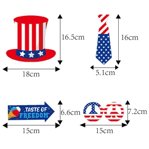Lot de 4 accessoires photo fête nationale USA avec chapeau cravate et lunettes
