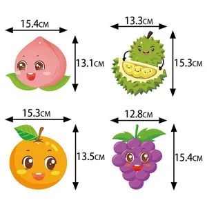Fruit themed hanging decorations with cute peach, durian, orange and grape cartoon designs
