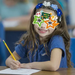 Star-shaped Back to School party glasses and floral headband for student photo props