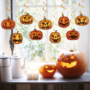 Halloween pumpkin spiral hanging decorations set for festive home party window decor