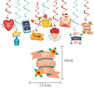 Colorful Mother's Day hanging swirl decorations with Best Mom and floral card pendants