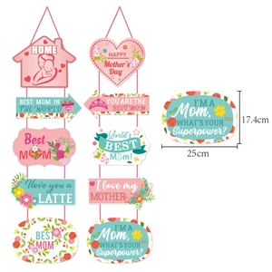 Panneaux de porte Happy Mother's Day avec fleurs, cœurs et maisons pour décor de fête