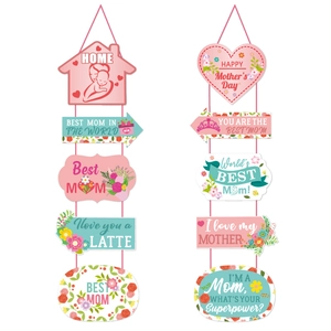 Décorations De Porte Fête Des Mères Motifs Floraux Cœur Papier Cartonné Premium Bannières Verticales Ambiance Maison