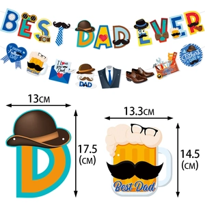 Father's Day party banner set featuring Best Dad Ever sign and assorted blue photo props