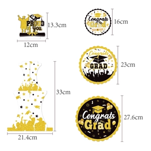 3-tier black and gold graduation party cupcake stand with So Proud of You toppers