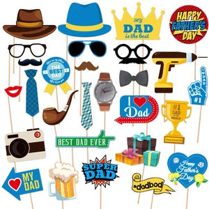 Accessoires Photobooth Fête Des Pères Papier Cartonné Selfie Pour Anniversaire Papa Décoration Style Gentleman Drôle Créatif
