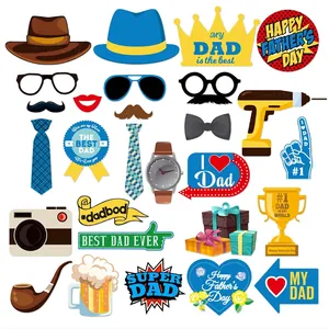 Kit d'accessoires photo de fête des pères avec cravates, chapeaux et panneaux Best Dad Ever