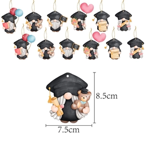 Set di 12 gnomi di laurea con cappelli e diplomi per decorazioni di feste e aule