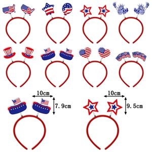 Serre-têtes du Jour de l'Indépendance USA avec étoiles, rayures et chapeau à paillettes