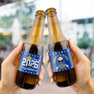 Class of 2026 graduation party water bottle labels and decorative beer bottle stickers