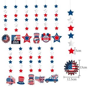 4th of July star garland and patriotic ornaments with stars and sunflower hanging decor
