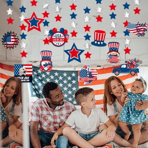 American Independence Day 4th of July star banners and patriotic gnome hanging decor set