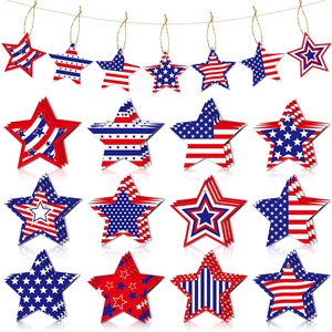USA Jour de l'Indépendance Décorations Suspendues en Papier Étoile Rouge Blanc Bleu Ornements Patriotiques pour Fête Maison