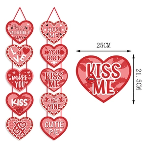 Valentine's Day heart door hanging set with festive messages 25x21.5cm party decor