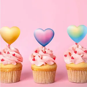 Colorful heart cake toppers for Valentine's Day party decorations and wedding events
