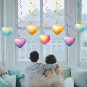 Hanging heart swirl decorations in gradient colors for romantic wedding or party decor