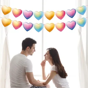 Gradient heart banner decorations for Valentine's wedding and birthday party setting