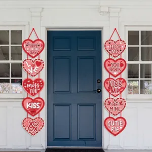 Valentine's Day heart door banner set with romantic phrases for party decoration