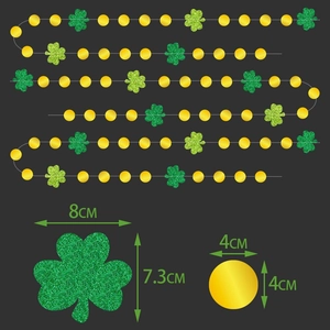 St. Patrick's Day green glitter shamrock and gold circle garland party decor