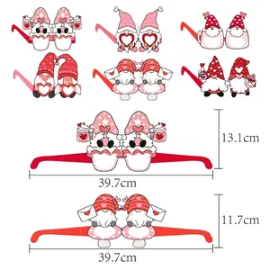 Valentine's Day gnome heart paper glasses party favors set with size specifications