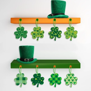 St. Patrick's Day shamrock and green hat hanging ornaments for festive party home decoration