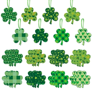 St Patricks Day Shamrock Hanging Ornaments Double Sided Cardstock Paper Green Irish Festival Party Home Decor Festive Patterned