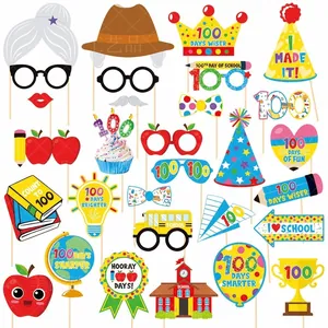 Accessoires De Photomaton 100 Jours École Décorations De Fête De Rentrée Scolaire Accessoires Portatifs En Papier Célébration