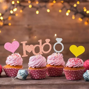 Decorazione per torta I Do glitterata con cuore e anello per cupcake nuziali
