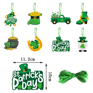 8Pcs St. Patrick's Day hanging ornaments with clover, hat, and gold coin designs