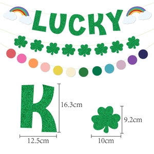 Glittering Lucky St. Patrick's Day banner with green shamrocks and rainbow decorations