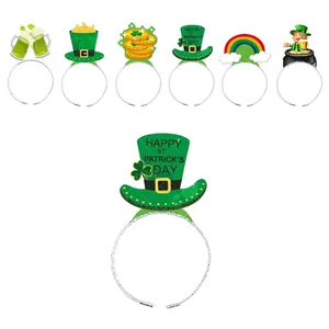 6-pack St. Patrick's Day headbands with beer, clover and leprechaun hat motifs