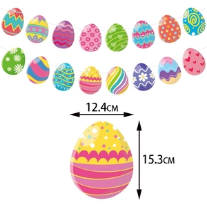 Easter egg banner set with colorful polka dots and floral patterns for party decor