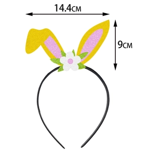 Cerchietto con orecchie di coniglio di Pasqua glitterate e fiore bianco decorativo