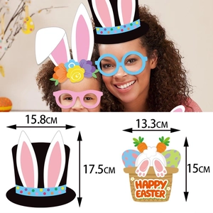 25-piece Easter party photo props featuring bunny ears hat and carrot signs with dimensions
