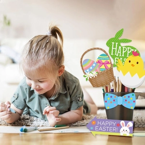 25-piece Easter party photo props featuring rabbits, colorful eggs, and Happy Easter signs