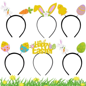 Cerchietto Pasquale in Plastica Carta Glitterata Motivo Coniglio Pulcino Oggetti Scena Costume Festa Bambini Accessori Capelli