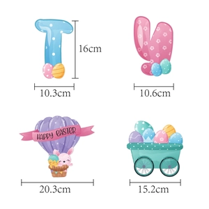 Pastel Easter party banner set with bunny car and hot air balloon hanging decorations