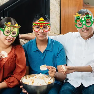 Fiesta party paper glasses set featuring cactus and avocado designs for fun photo props