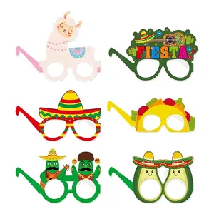 Mexican Fiesta Party Paper Eyeglasses Fun Taco Sombrero Cactus Photo Booth Props For Cinco De Mayo Carnival Decorations