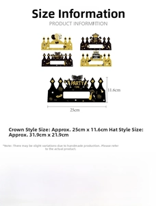 Close-up of Happy New Year paper crown with dimensions 25x11.6cm for party decorations