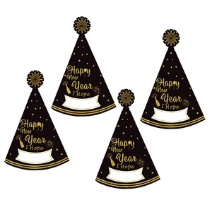 2027 Happy New Year Party Hats 4Pcs Set Gold Foil Paper Crowns Photo Props For Kids Adults Eve Celebration Decorative Headwear