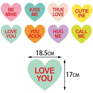 Set of eight colorful paper heart decorations with size 18.5cm x 17cm for Valentine events