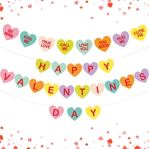 Valentine Day Heart Banner Paper Hanging Garland For Wedding Proposal Party Decoration Romantic Macaron Colorful